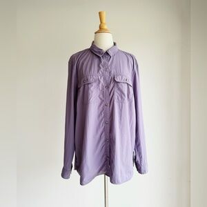 EDDIE BAUER Women’s Travex ButtonDown Shirt Lavender 1X
